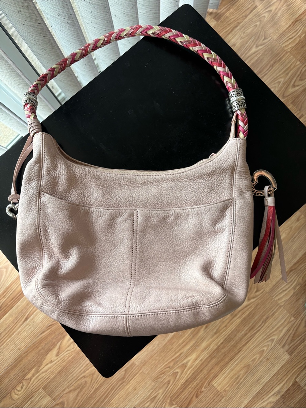 Brighton Pink Leather Shoulder Bag with Braided Strap - Picture 3 of 8